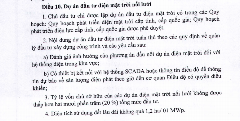 Dự án điện mặt trời nối lưới