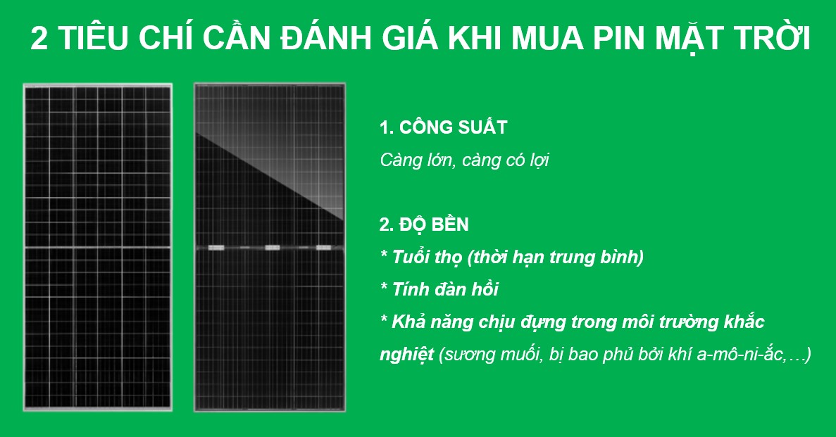 2 tiêu chí cần đánh giá khi mua tấm pin mặt trời